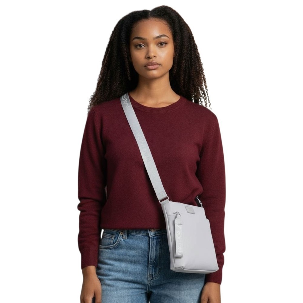 NWT Nautica Diver Nylon Crossbody Bag,‎ Ice Gray, Adjustable Strap, Everyday